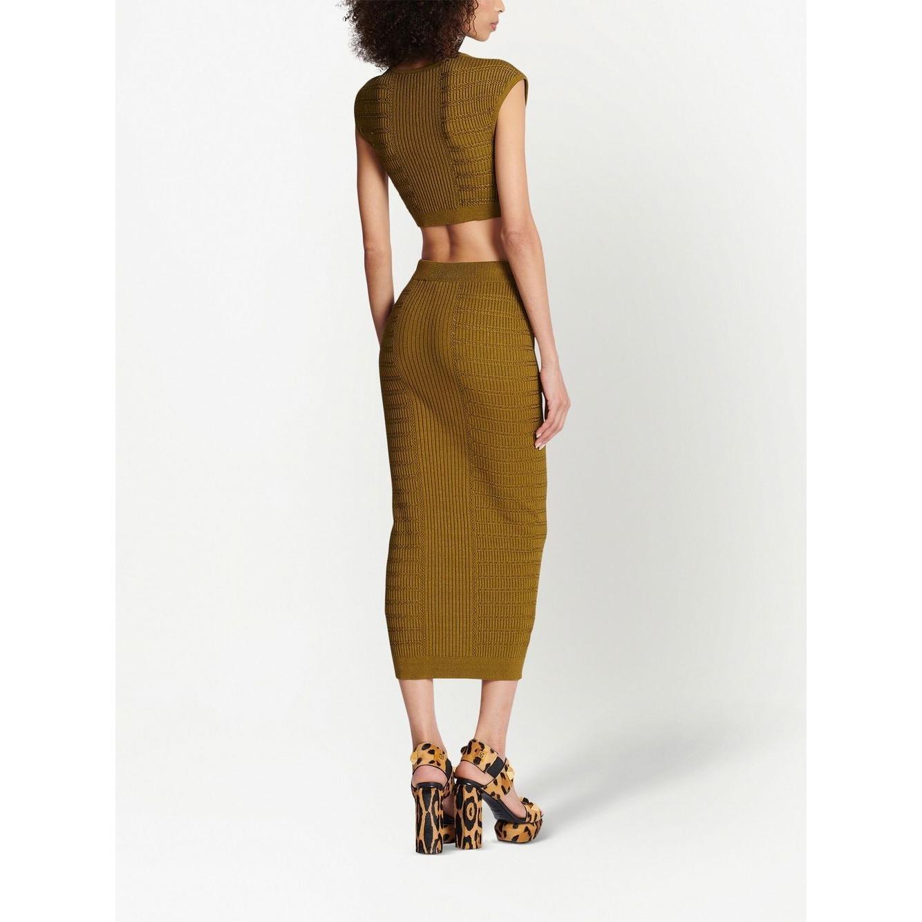 Balmain knitted button-detail cropped Top Topwear Balmain Beige