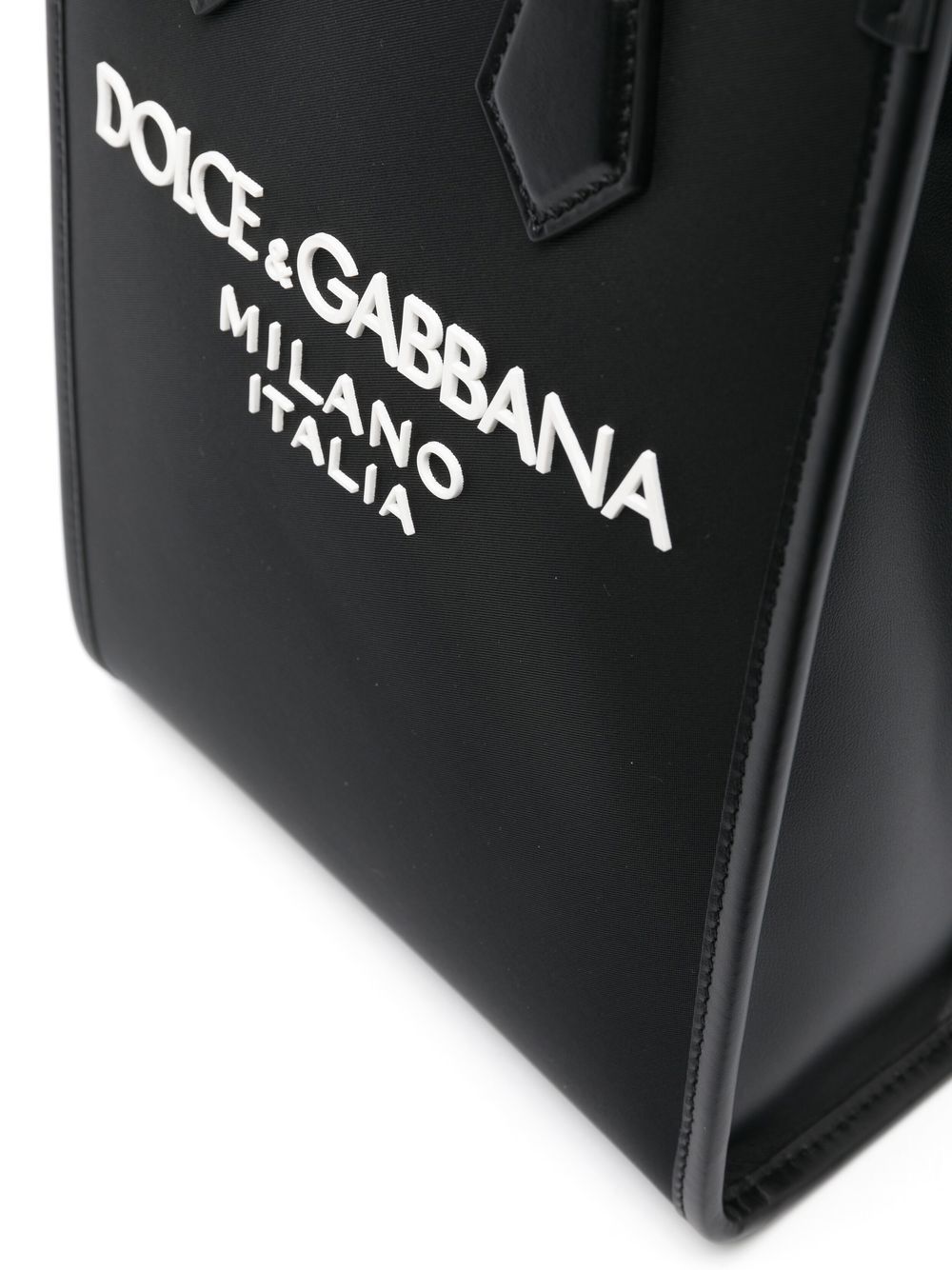 Dolce & Gabbana Black Leather Trim Nylon Men Tote Bag Shopper Dolce & Gabbana