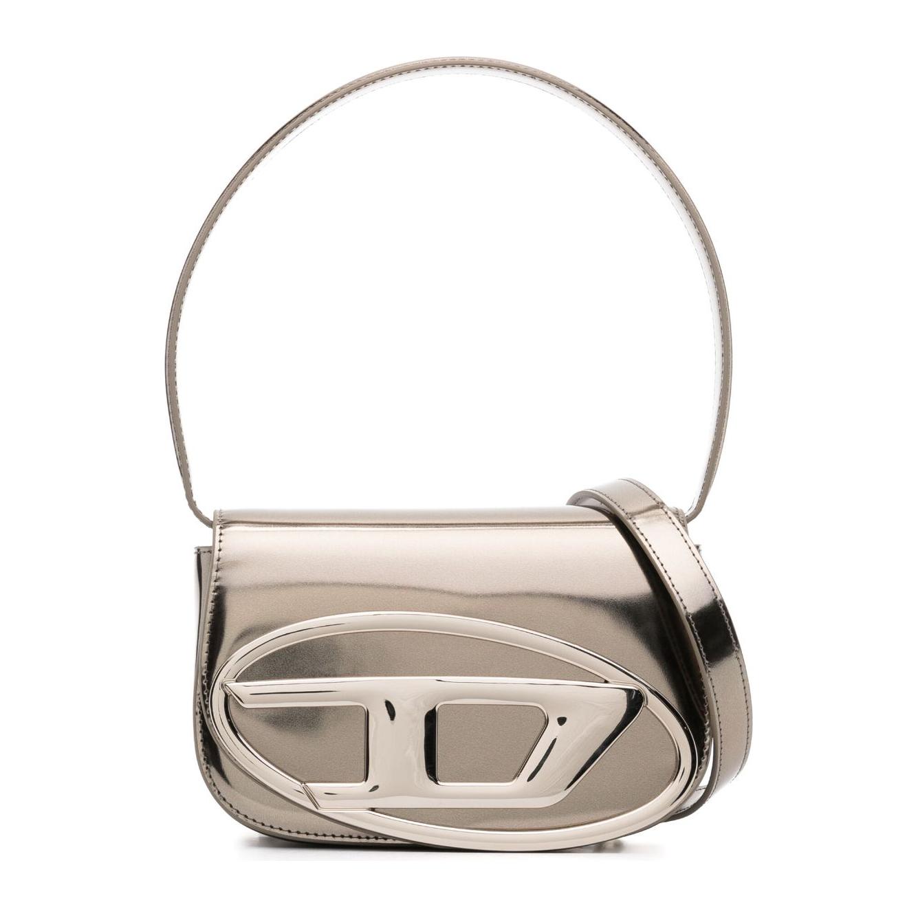 Diesel 1DR mirrored-leather shoulder Bag Golden