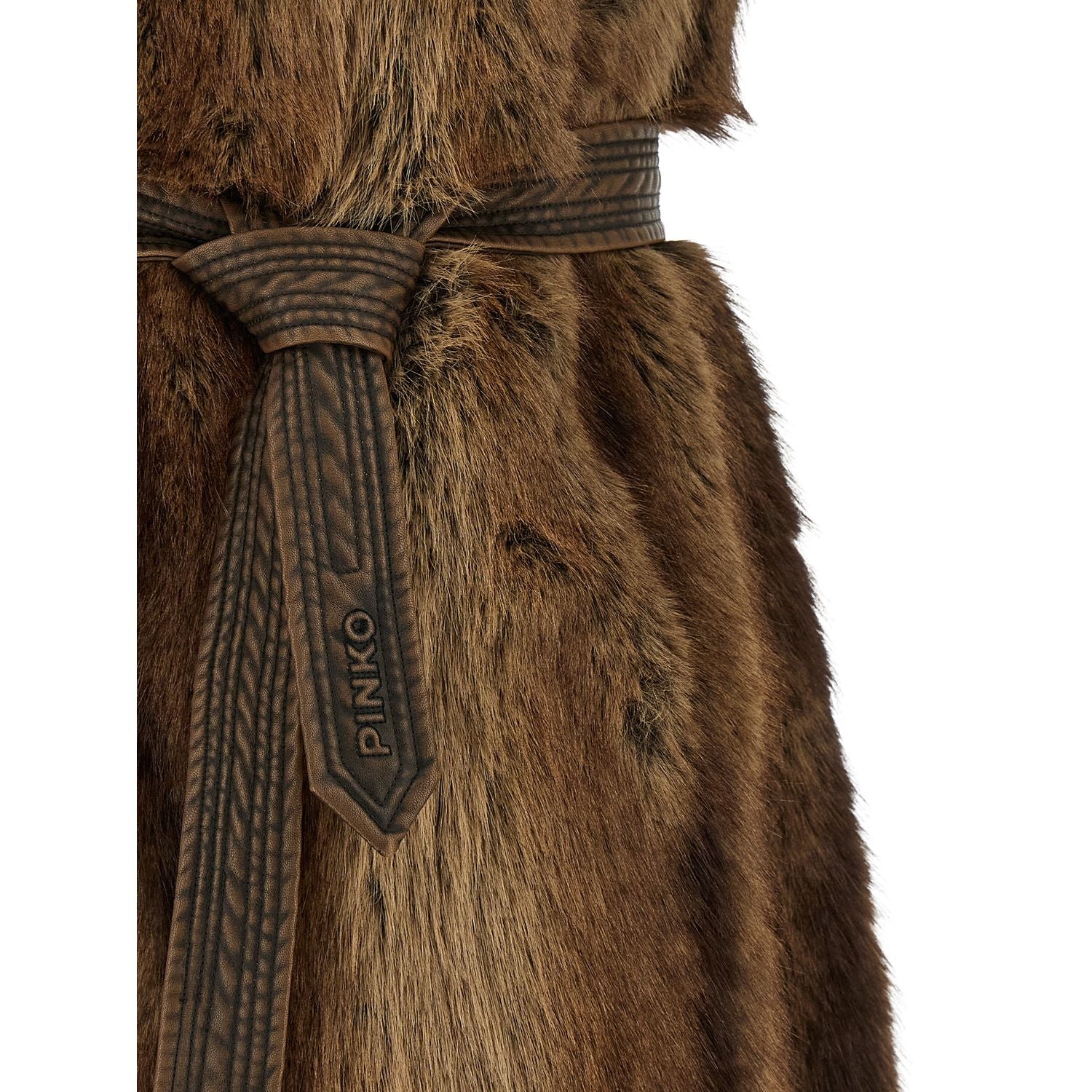 PINKO Brown Polyester Sleeveless Jacket