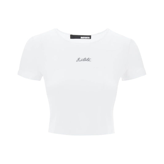 Rotate cropped t-shirt with embroidered lurex logo Topwear Rotate