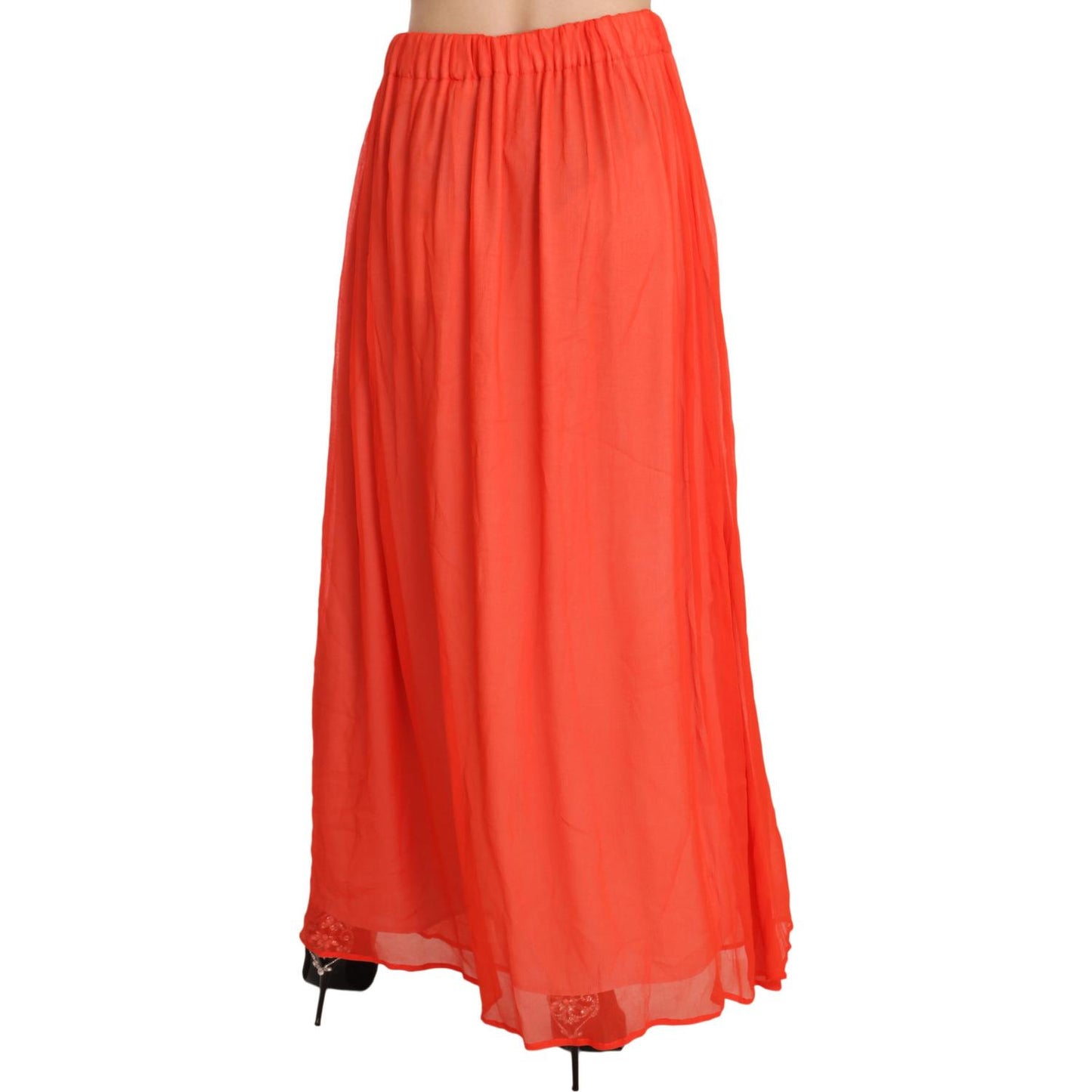 Jucca Elegant Orange Pleated Maxi Skirt Jucca