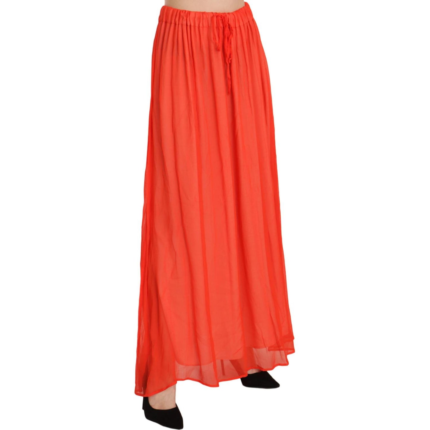 Jucca Elegant Orange Pleated Maxi Skirt Jucca