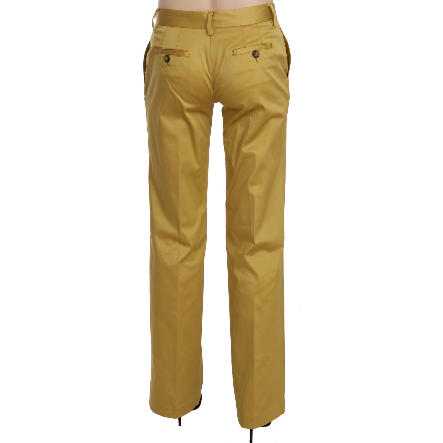 Just Cavalli Mustard Yellow Straight Formal Trousers Pants