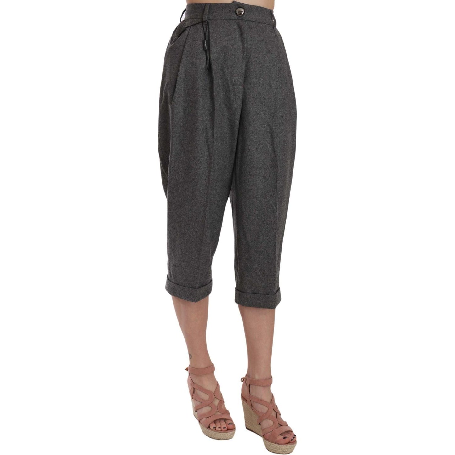 Dolce & Gabbana Wool Cropped Trouser Pleated Pant Dolce & Gabbana