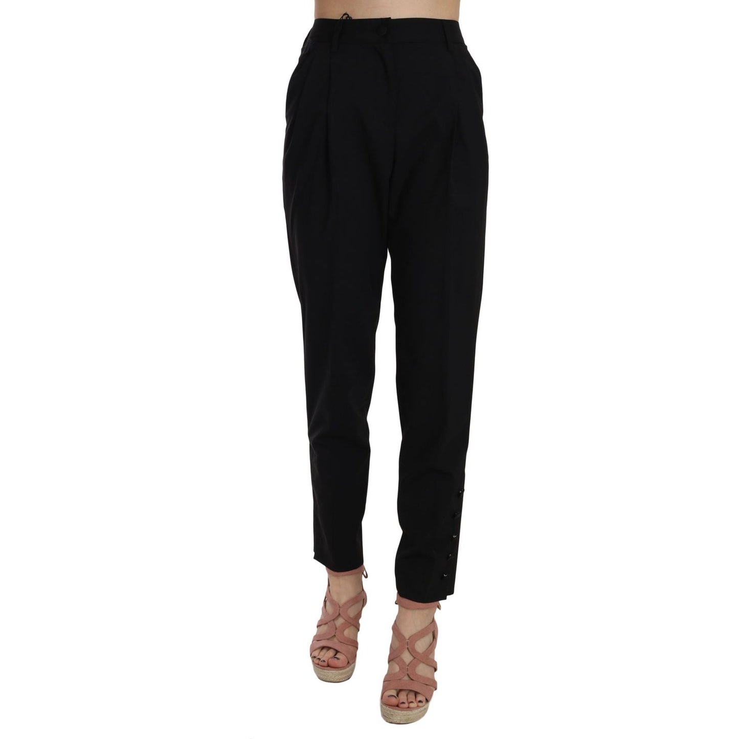 Dolce & Gabbana Elegant Pleated Tapered Black Trousers Jeans & Pants Dolce & Gabbana