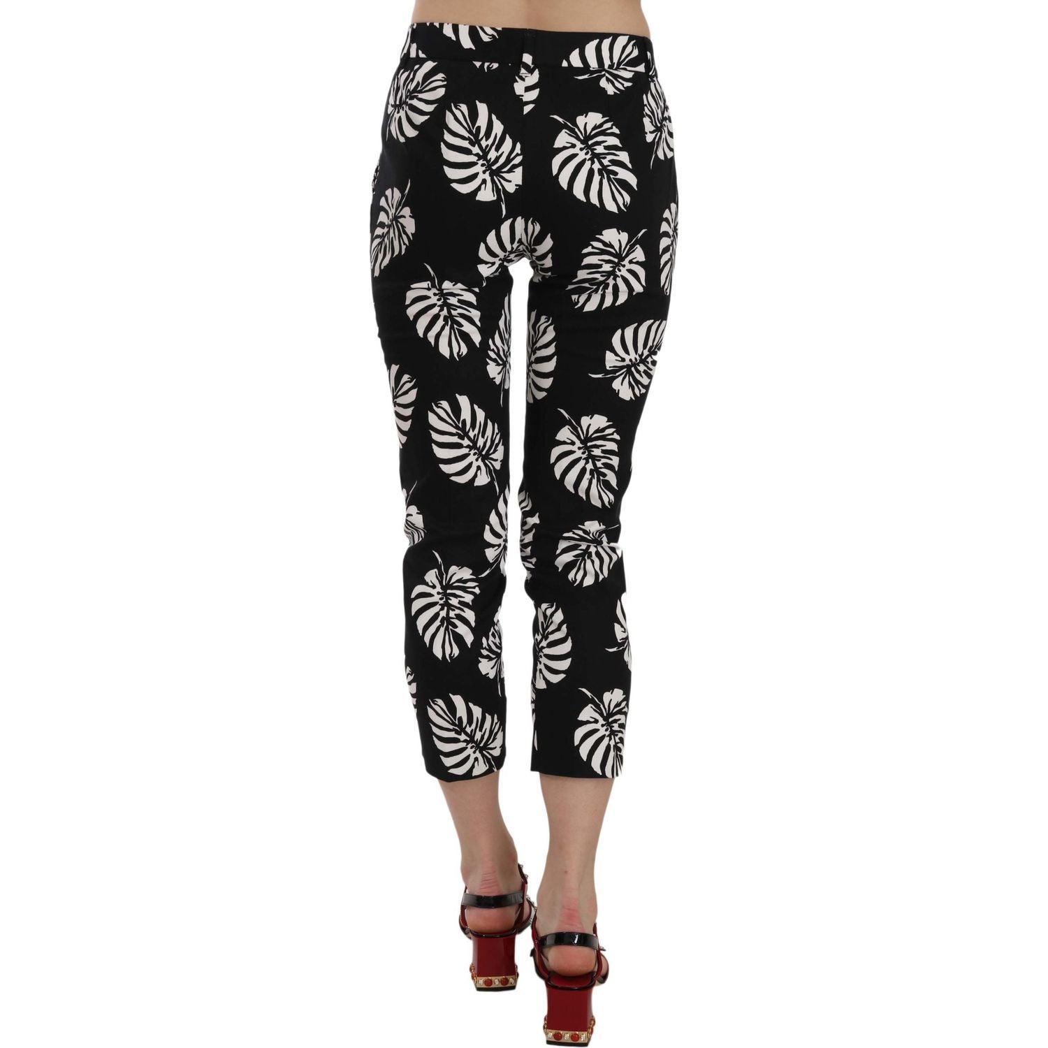 Dolce & Gabbana Black Palm Leaf Print Skinny Pants