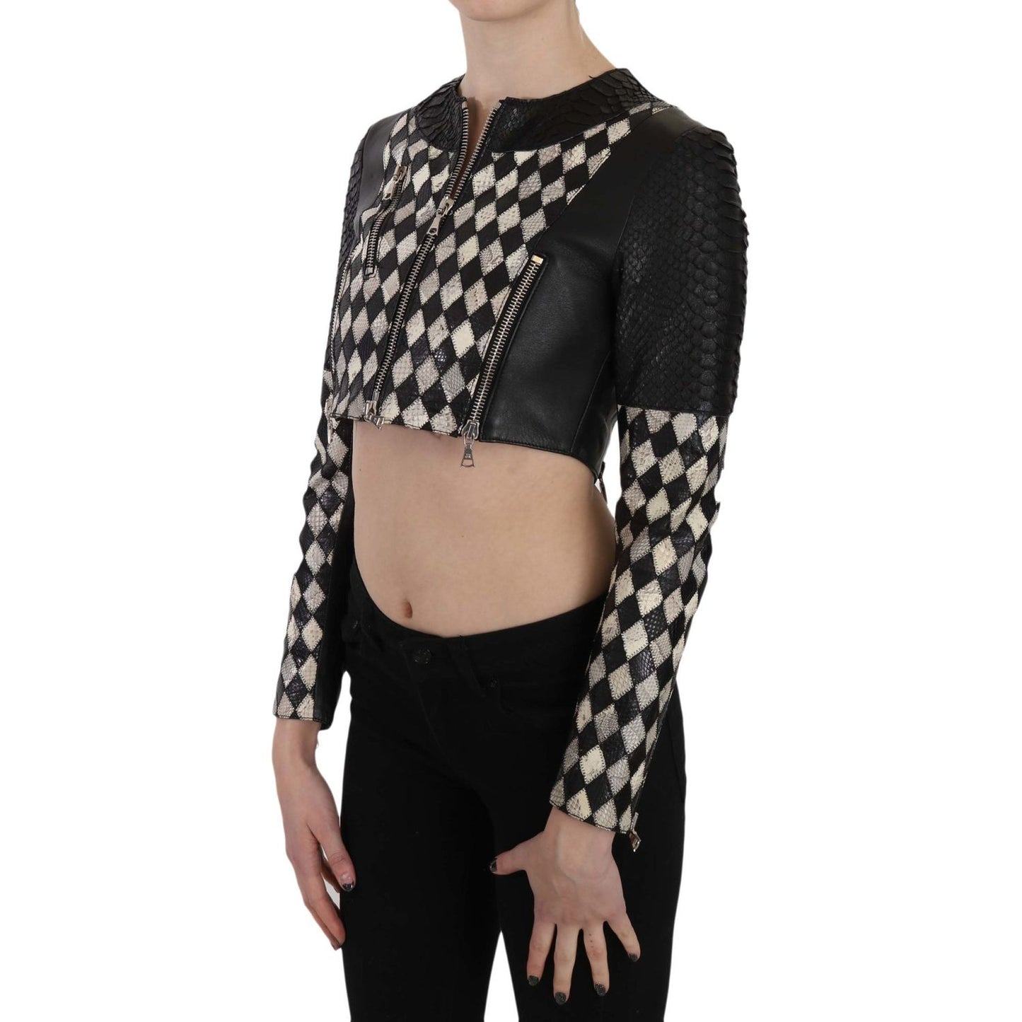 John Richmond Chic Biker-Inspired Cropped Leather Jacket Coats & Jackets John Richmond