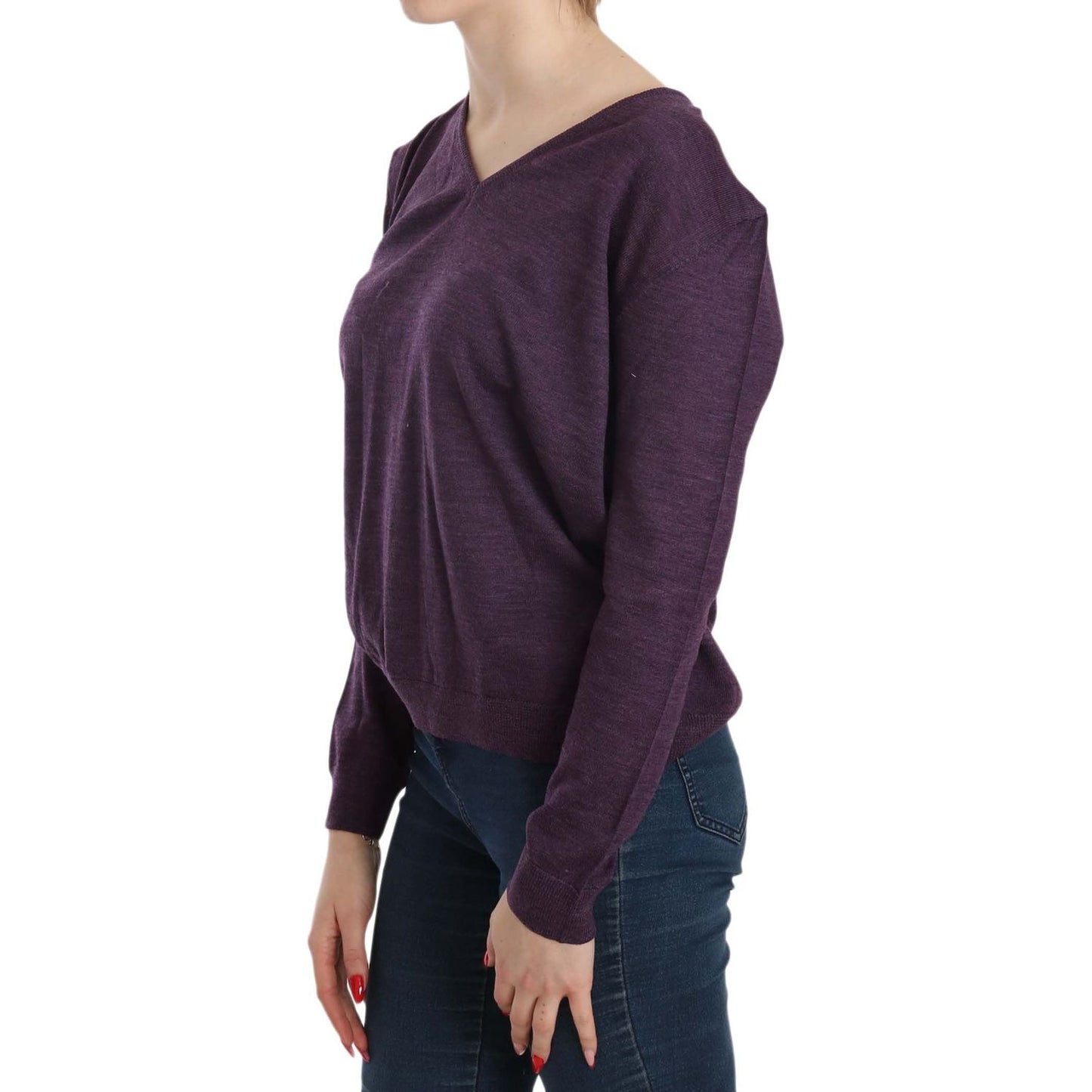 BYBLOS Purple V-neck Long Sleeve Pullover Top BYBLOS