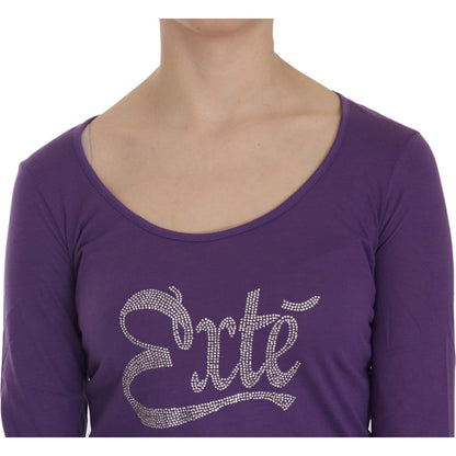 Exte Purple Crystal Embellished Long Sleeve Casual Top Exte