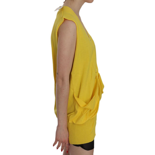 PINK MEMORIES Elegant Yellow Sleeveless Cotton Vest PINK MEMORIES