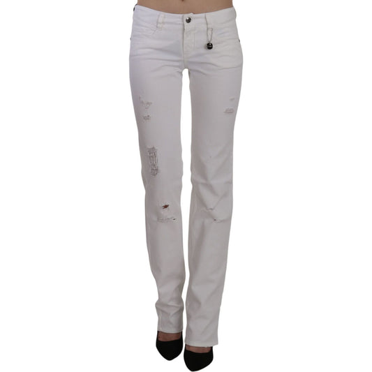 Costume National Chic White Slim Fit Cotton Jeans Costume National