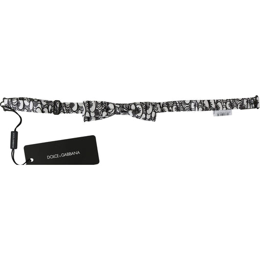 Dolce & Gabbana White Pattern Silk Adjustable Neck Papillon Tie Dolce & Gabbana