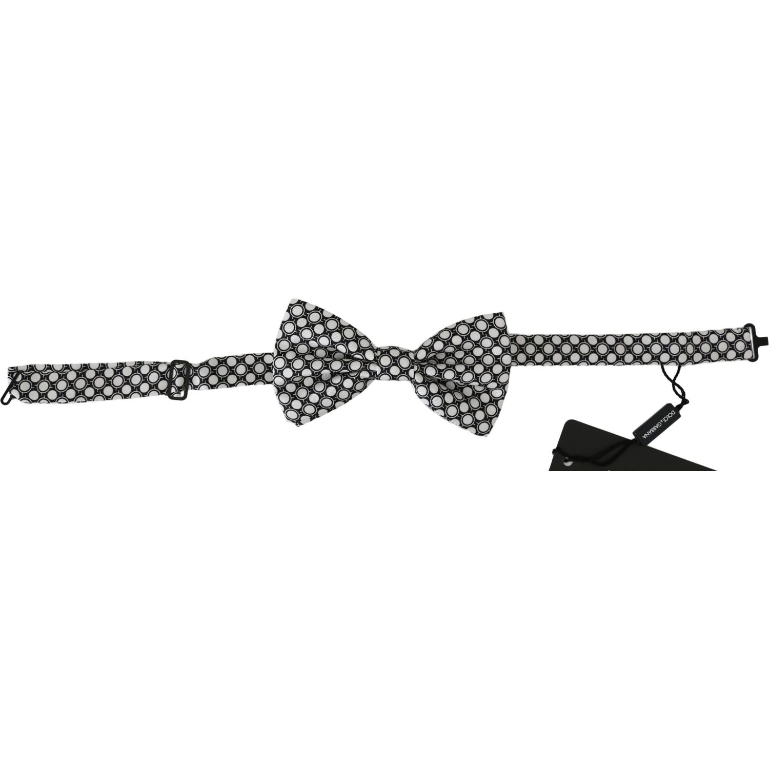 Dolce & Gabbana Men Black White Circles Adjustable Neck Papillon Bow Tie