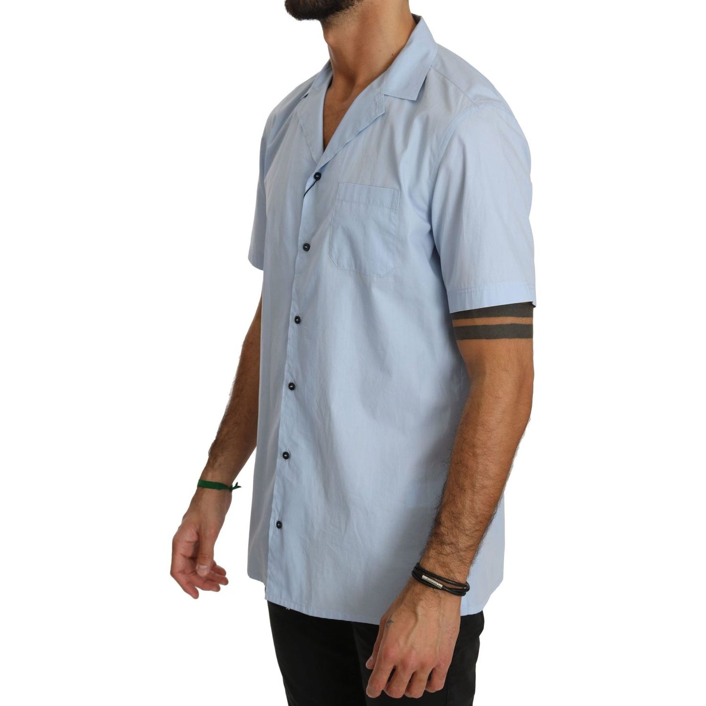Dolce & Gabbana Blue Short Sleeve 100% Cotton Top Shirt Dolce & Gabbana