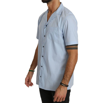 Dolce & Gabbana Blue Short Sleeve 100% Cotton Top Shirt Dolce & Gabbana