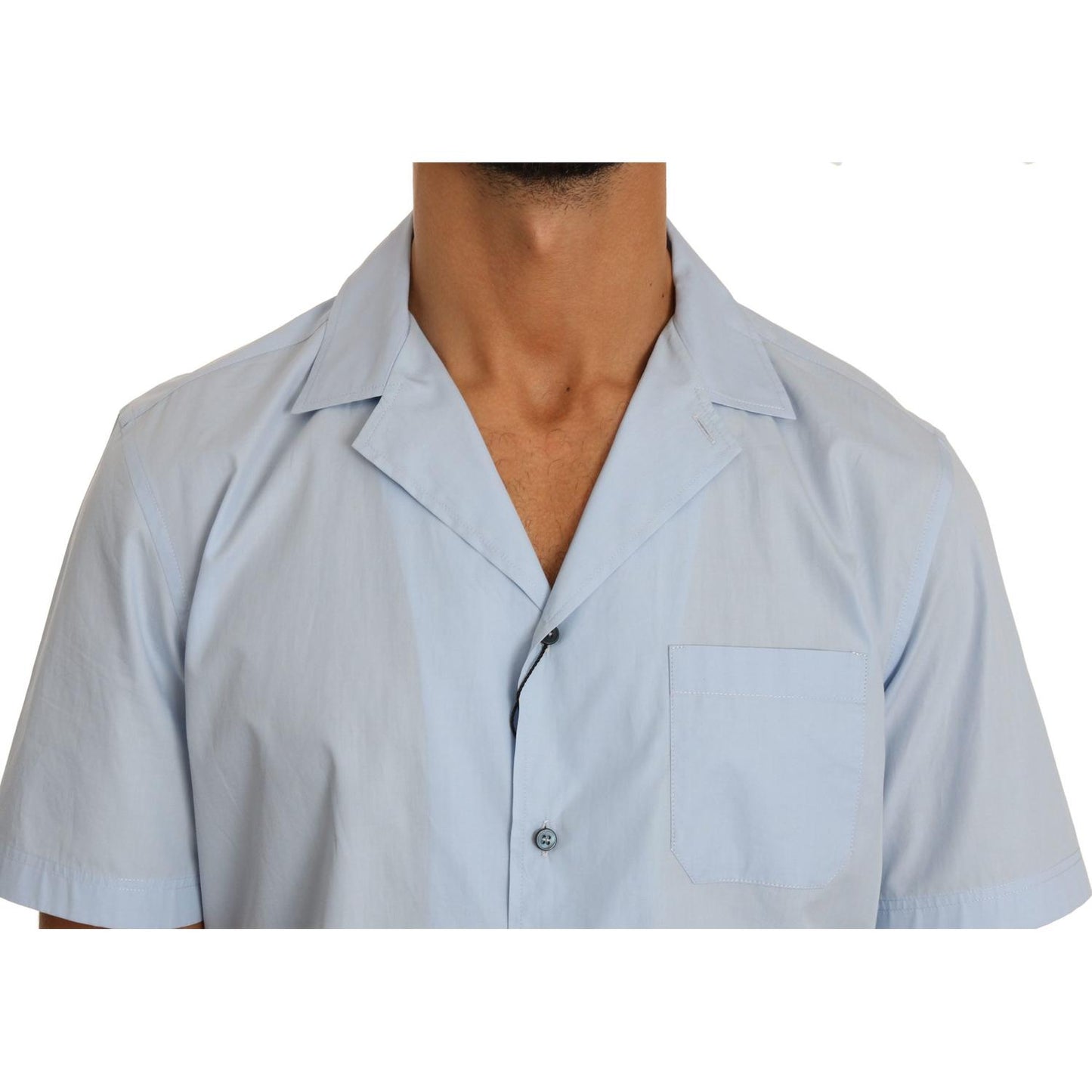 Dolce & Gabbana Blue Short Sleeve 100% Cotton Top Shirt Dolce & Gabbana