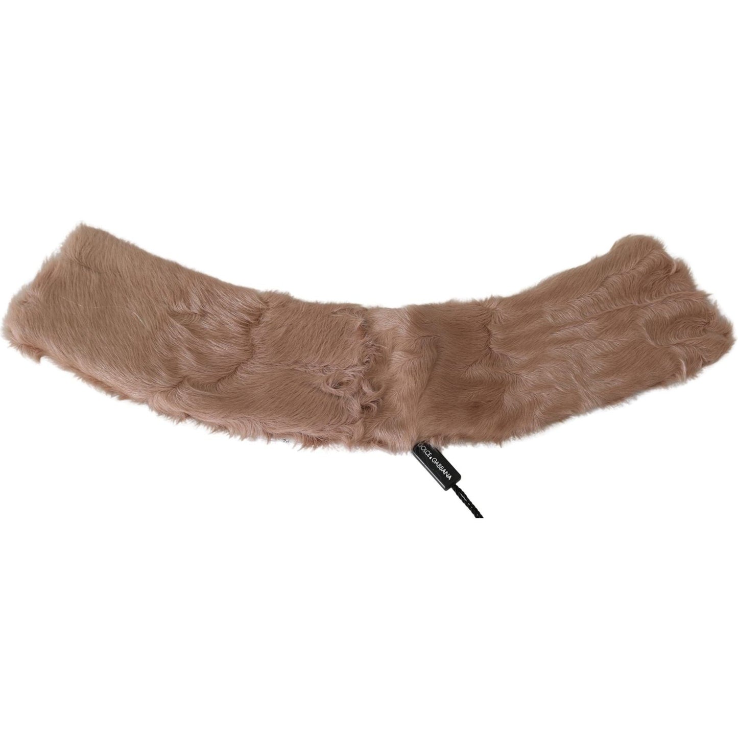 Dolce & Gabbana Elegant Beige Lambskin Fur Scarf Fur Scarves Dolce & Gabbana Dim Gray