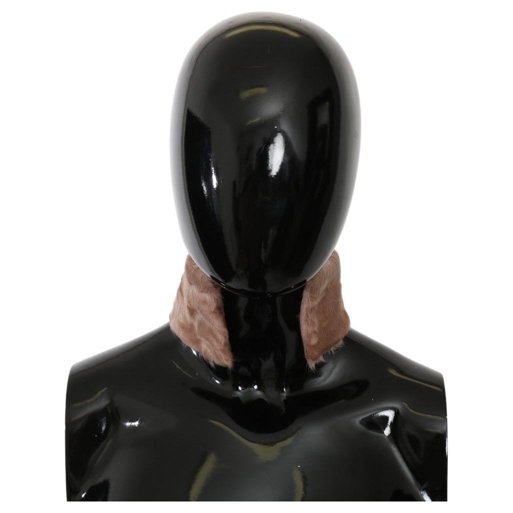 Dolce & Gabbana Beige Fur Neck Collar Lambskin Scarf