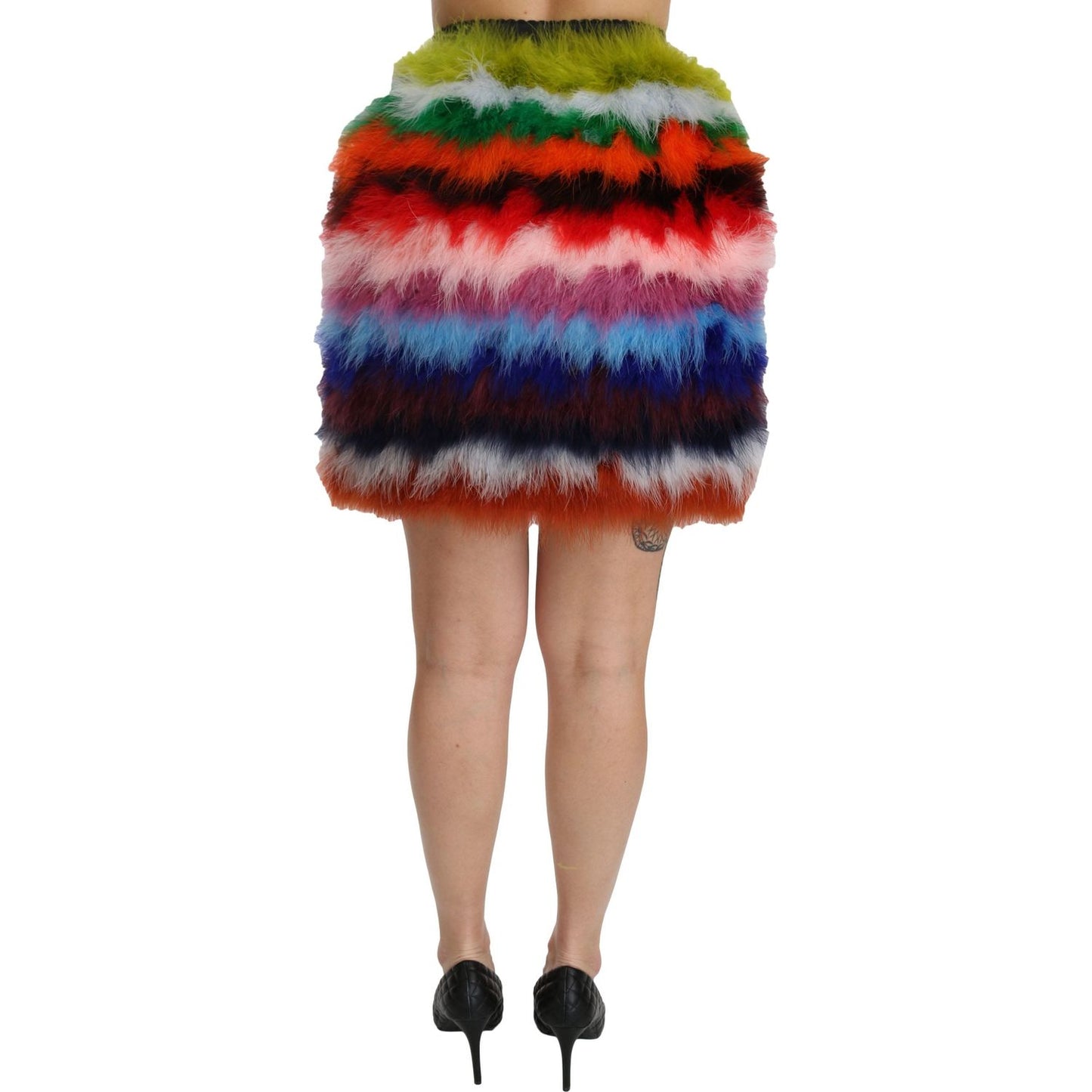 Dolce & Gabbana Chic Feather Embellished High Waist Skirt Dolce & Gabbana