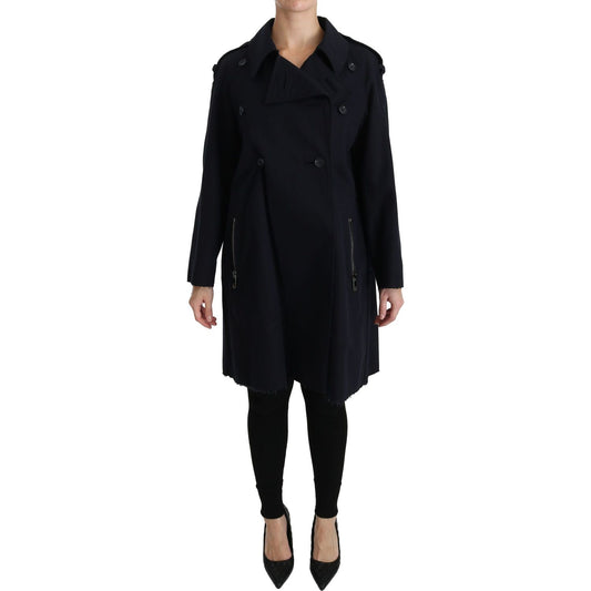 Dolce & Gabbana Coat Blue Cotton Women Trench Jacket Dolce & Gabbana