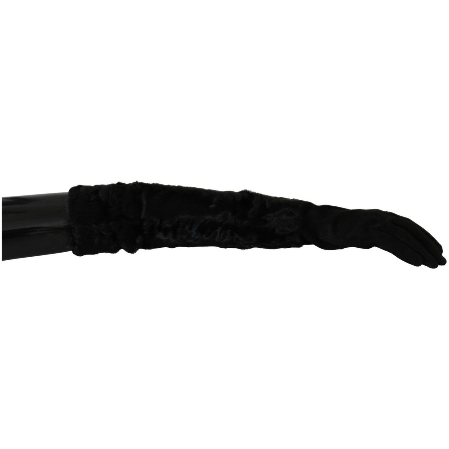 Dolce & Gabbana Elegant Elbow Length Suede Gloves Dolce & Gabbana Black