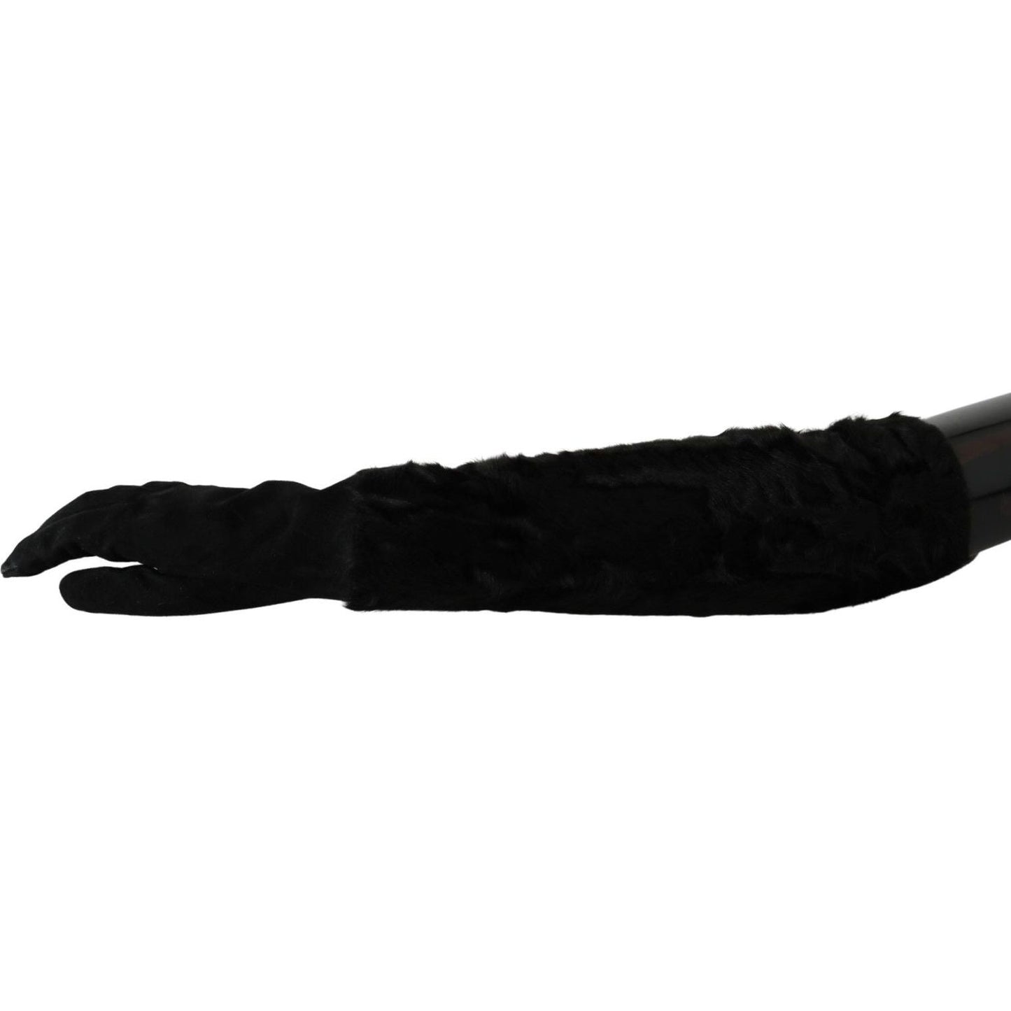 Dolce & Gabbana Elegant Elbow Length Suede Gloves Dolce & Gabbana Black