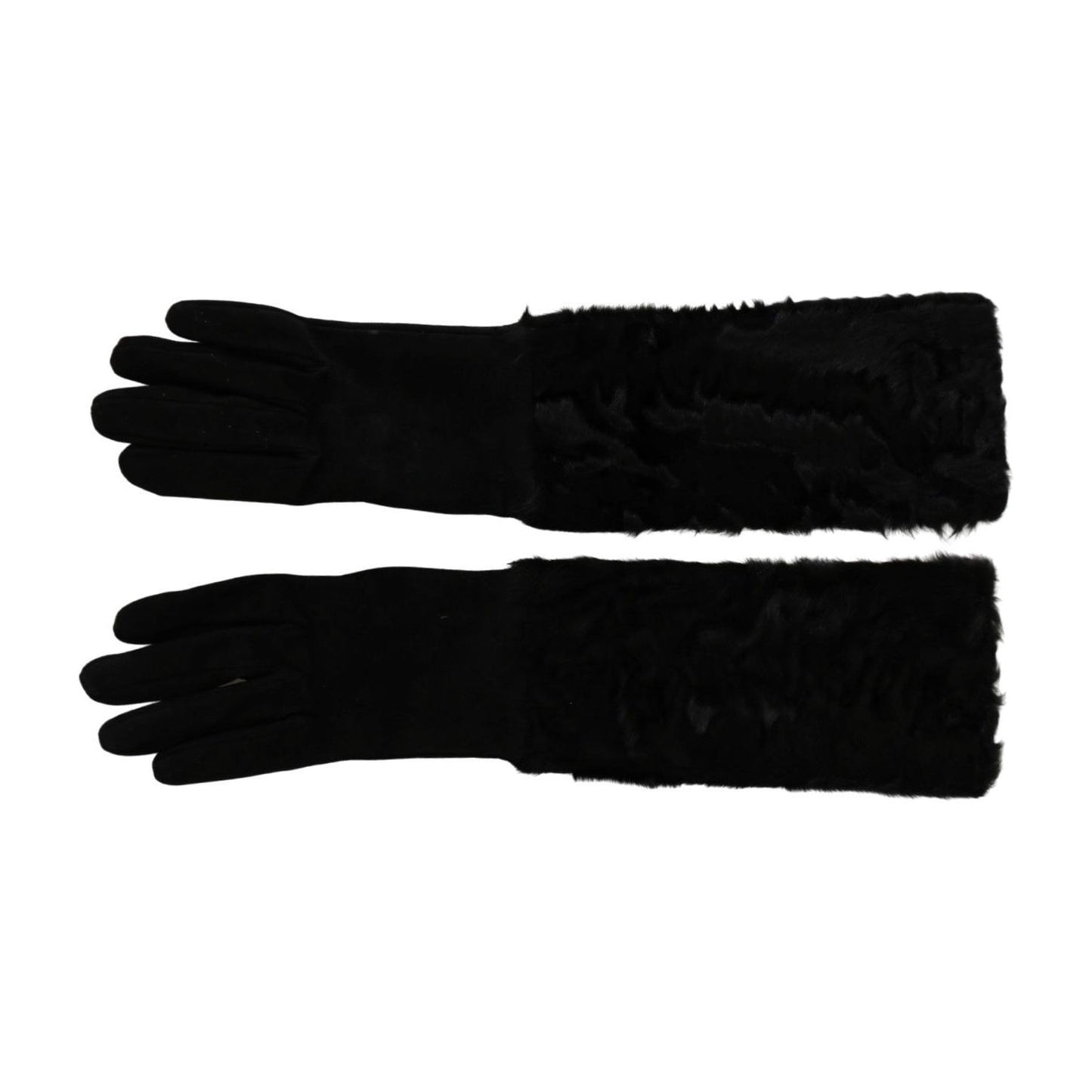 Dolce & Gabbana Elegant Elbow Length Suede Gloves Dolce & Gabbana Black