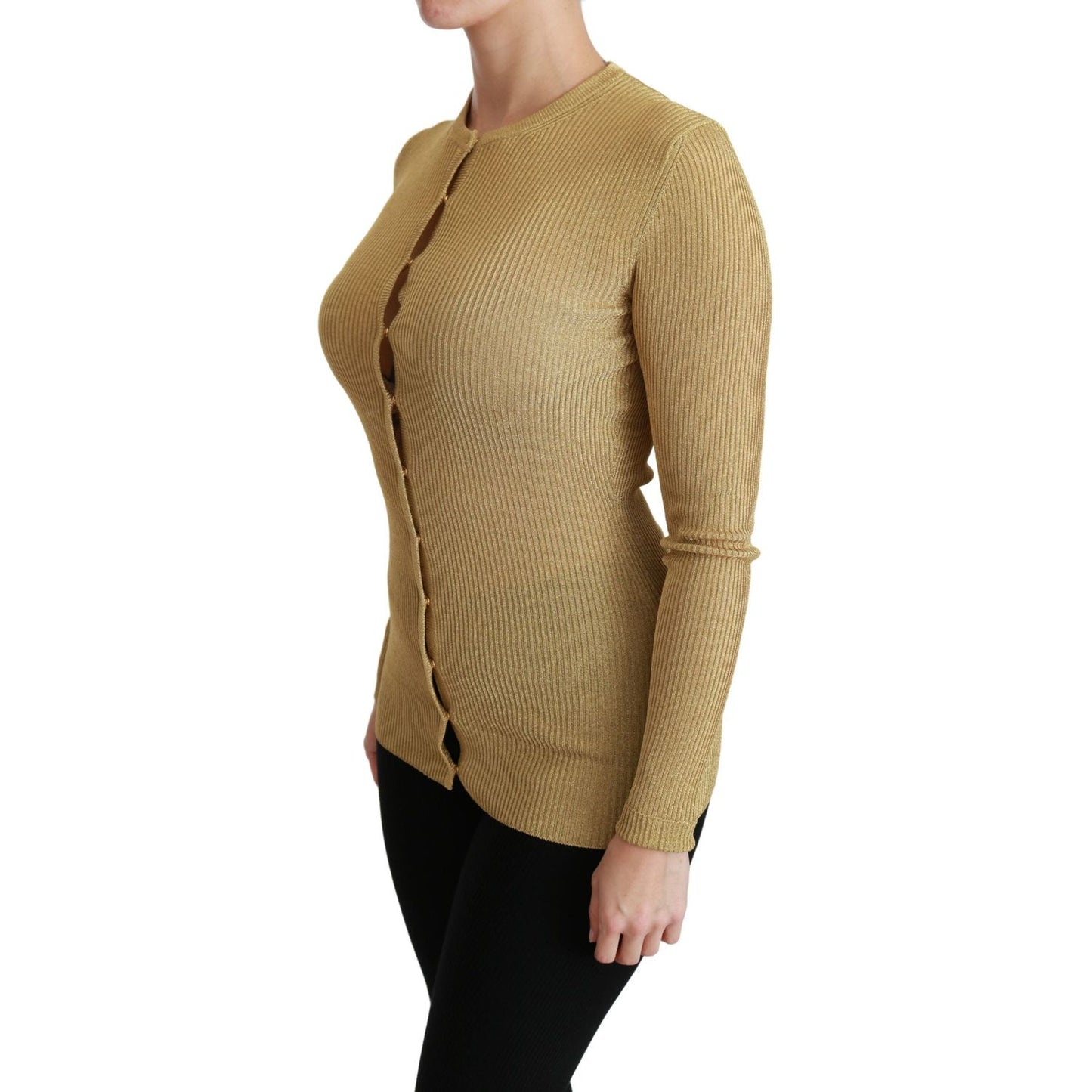 Dolce & Gabbana Gold Long Sleeve Cardigan Viscose Sweater