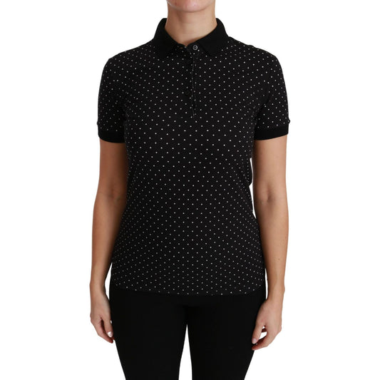 Dolce & Gabbana Elegant Black Dotted Polo Shirt Dolce & Gabbana