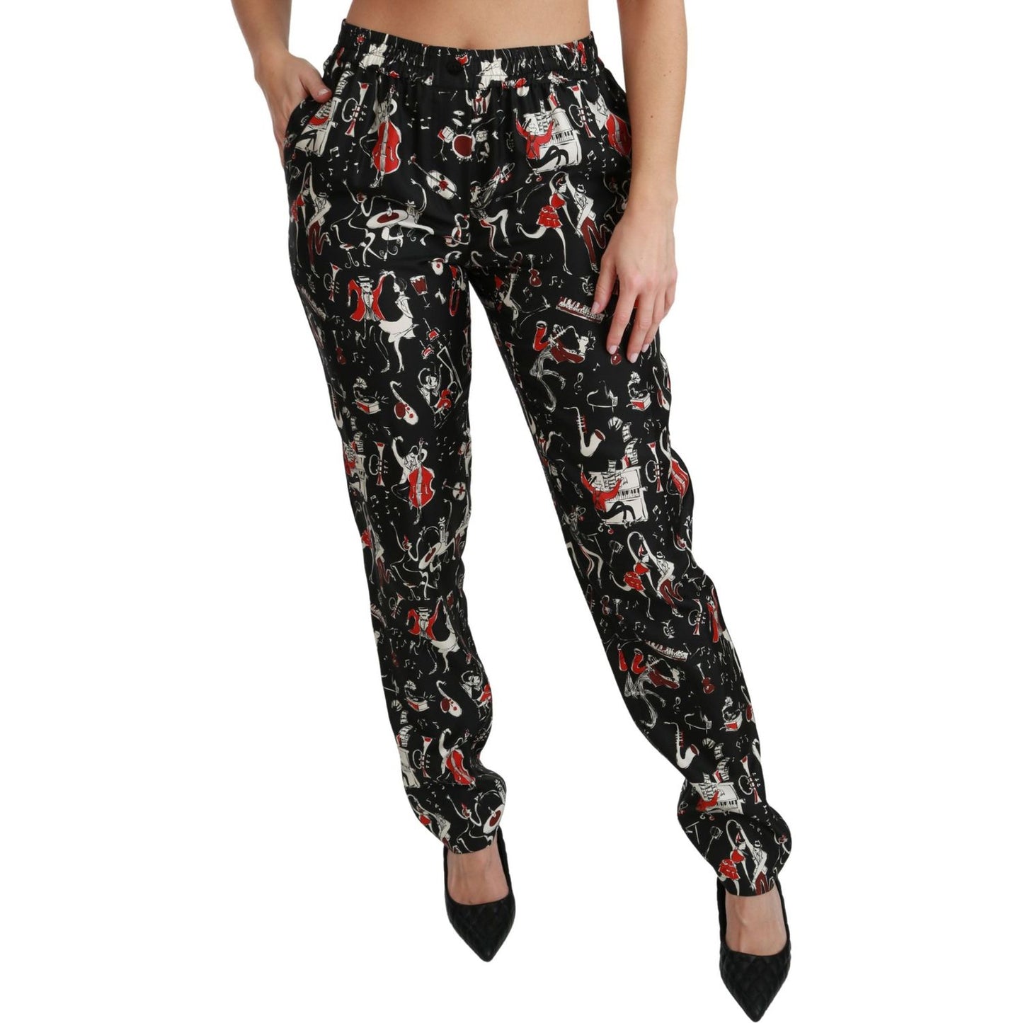 Dolce & Gabbana Sleek Silk Slim-Fit Mid-Waist Pants Jeans & Pants Dolce & Gabbana