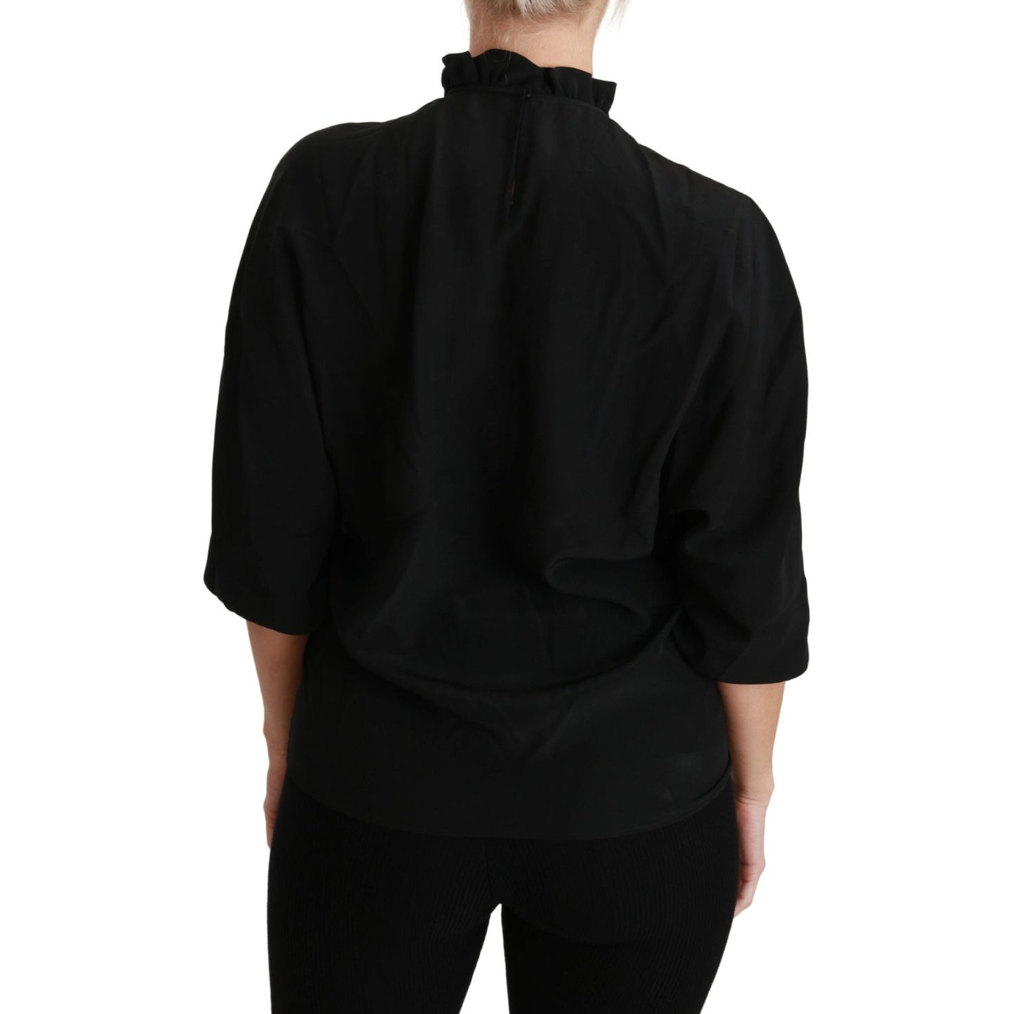 Dolce & Gabbana Elegant Black Silk Short Sleeve Blouse Dolce & Gabbana