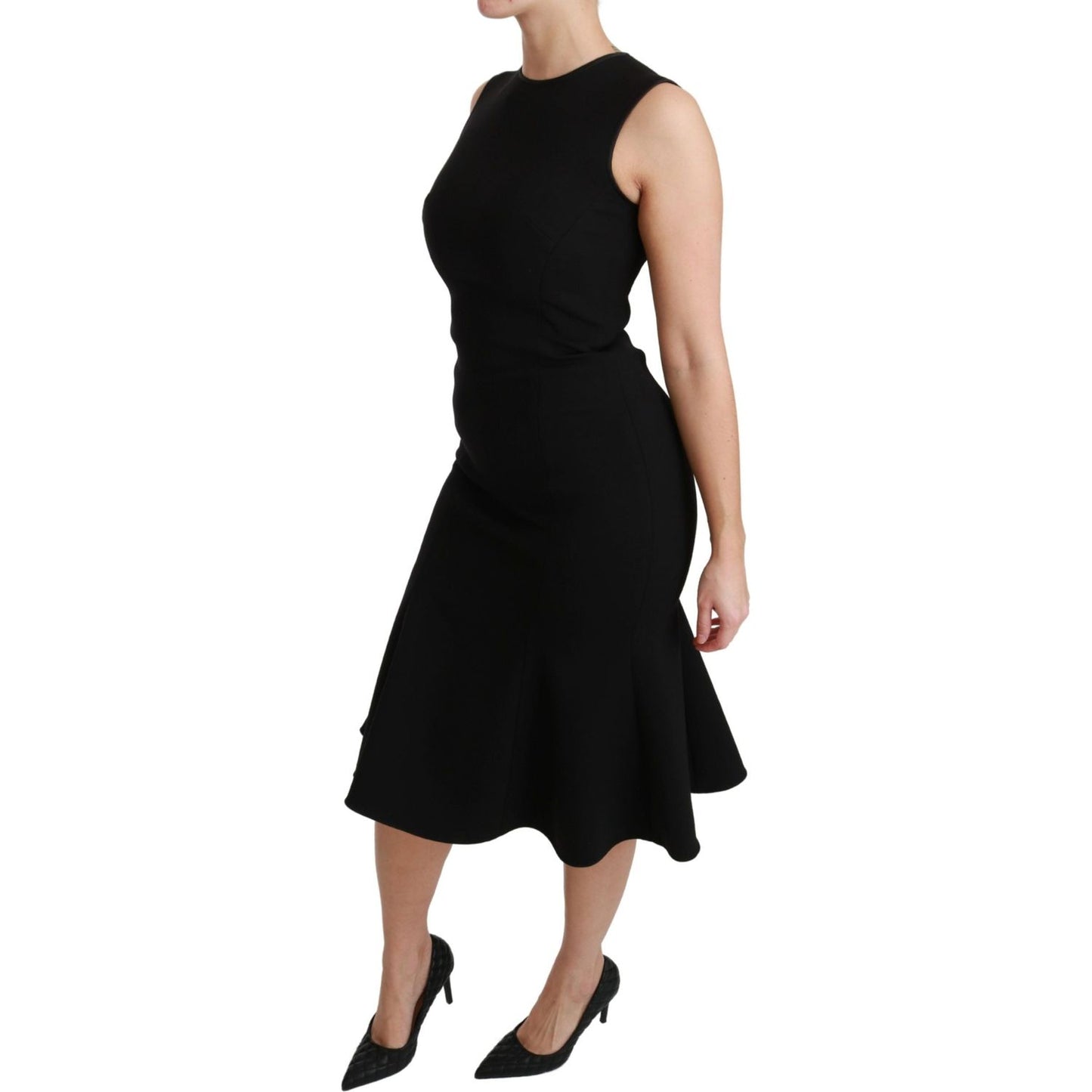 Dolce & Gabbana Elegant Black Fit Flare Wool Blend Dress WOMAN DRESSES Dolce & Gabbana