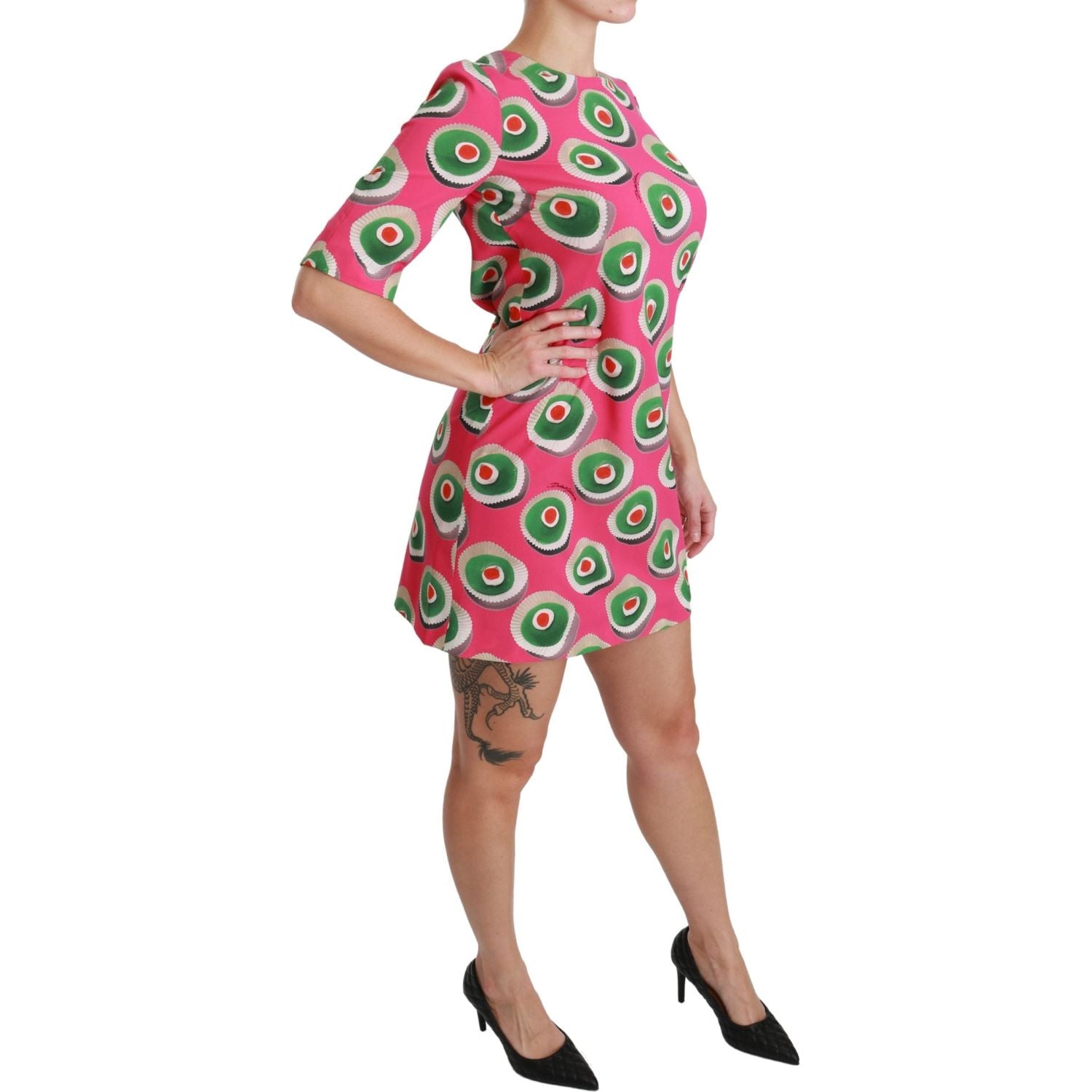 Dolce & Gabbana Pink Silk Cup Cake Shift Stretch Dress
