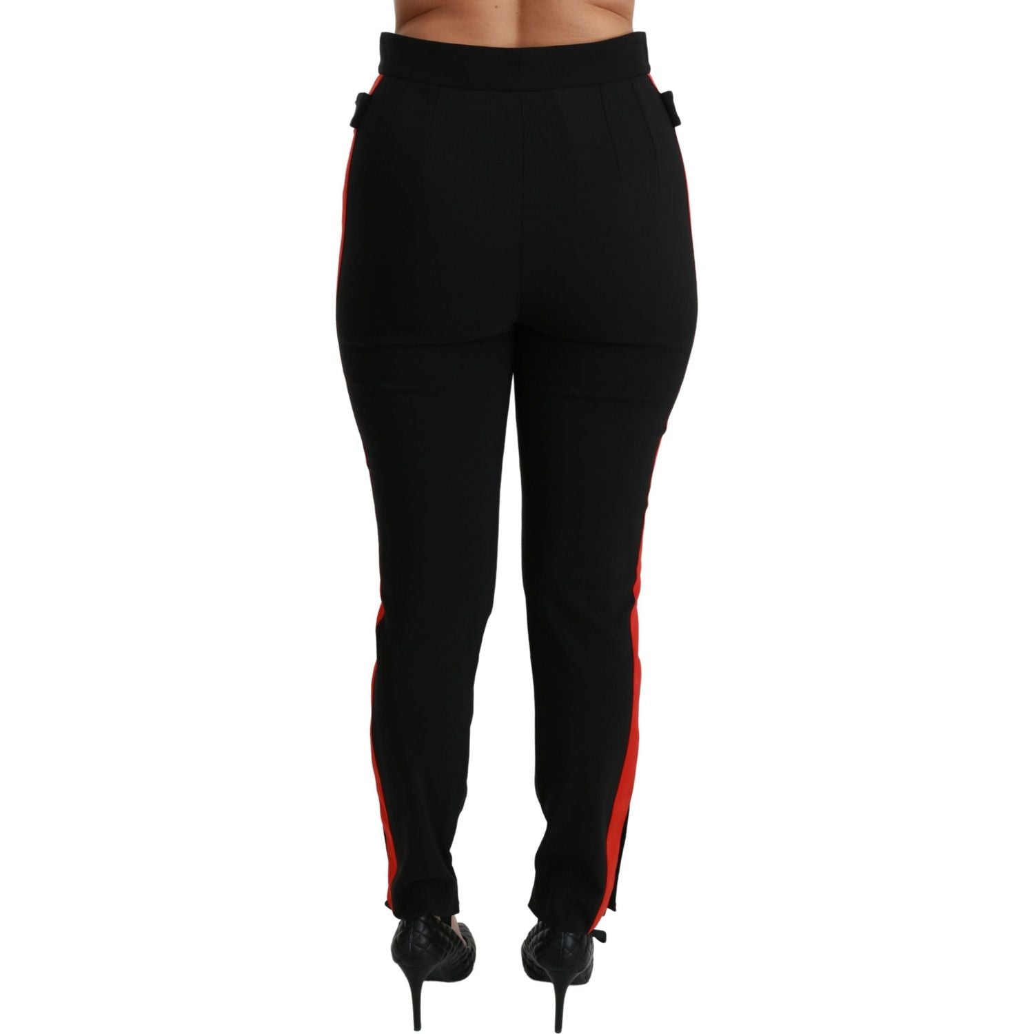 Dolce & Gabbana Black Skinny Stretch Fox Head Cotton Pants