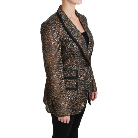 Dolce & Gabbana Elegant Gold Floral Lace Blazer Jacket Dolce & Gabbana