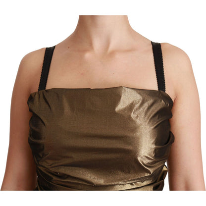 Dolce & Gabbana Nylon Bronze Bodycon Sheath Mini Dress