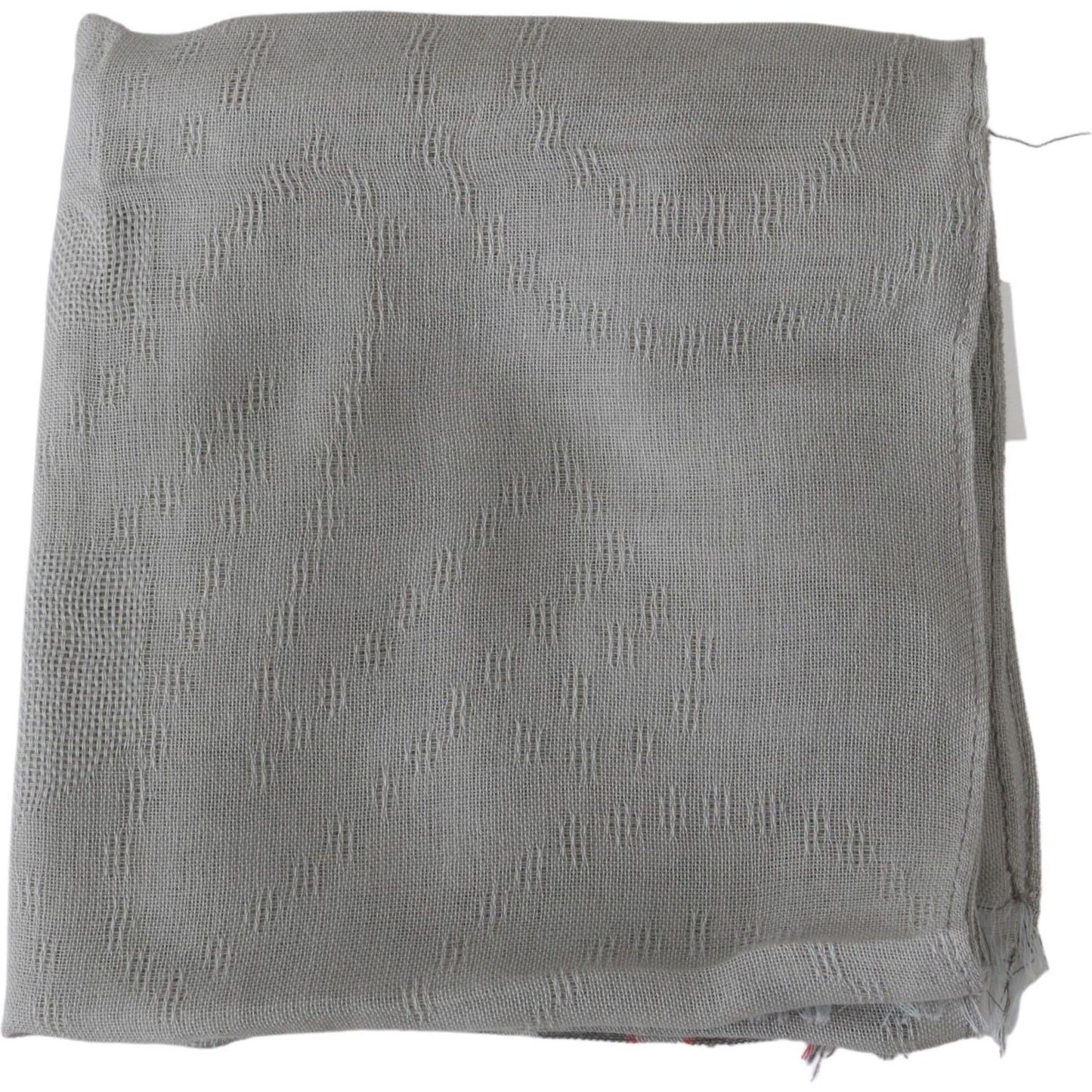 Costume National Gray Fringe Neck Wrap Cotton Scarf