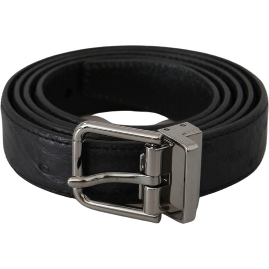Dolce & Gabbana Black Exotic Skin Pattern Silver Buckle Belt Dolce & Gabbana