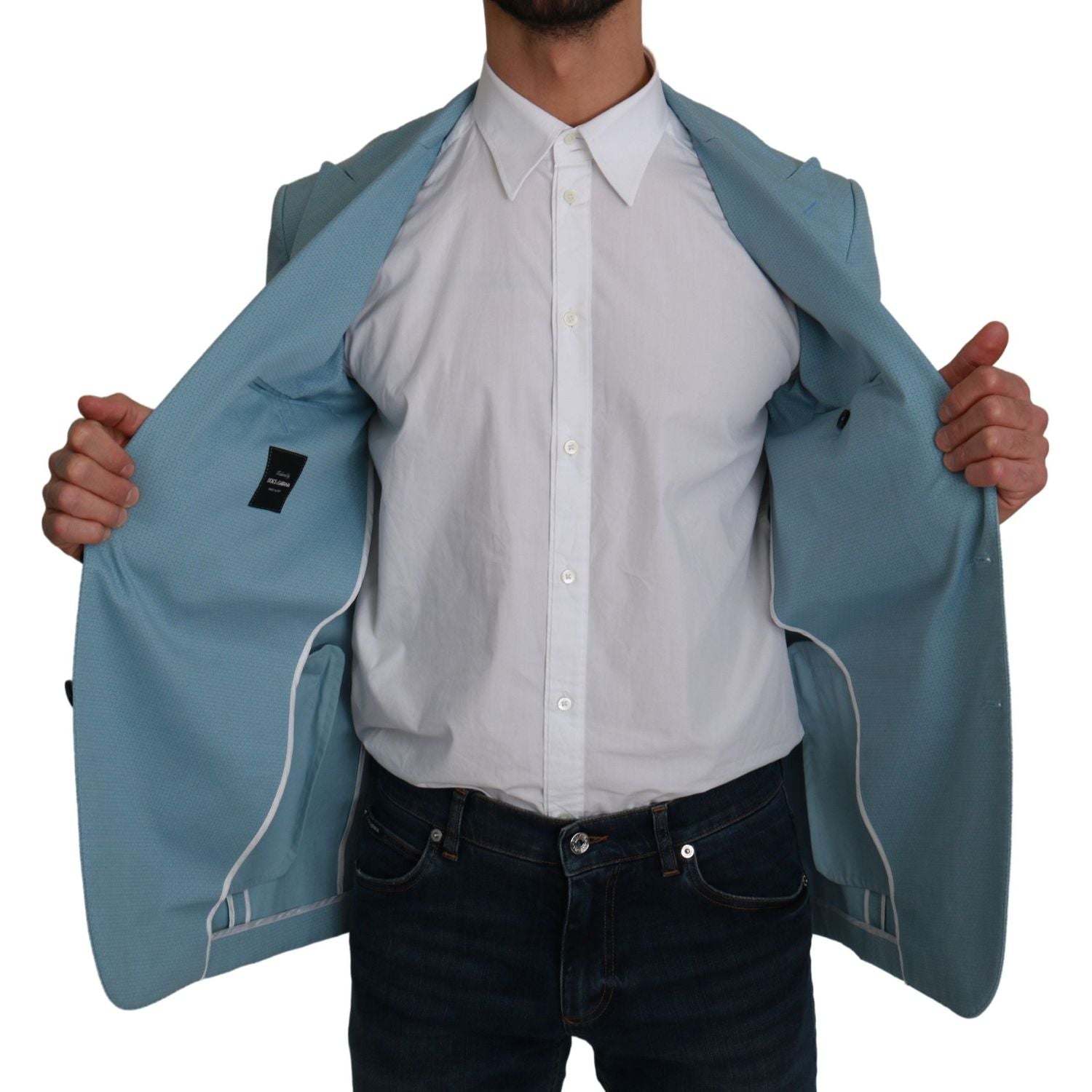 优雅蓝色幻想图案西装外套