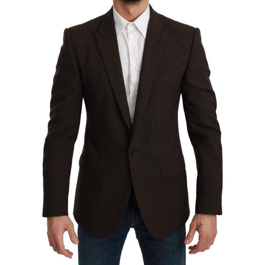 Dolce & Gabbana Brown Slim Fit Coat Jacket MARTINI Blazer Dolce & Gabbana
