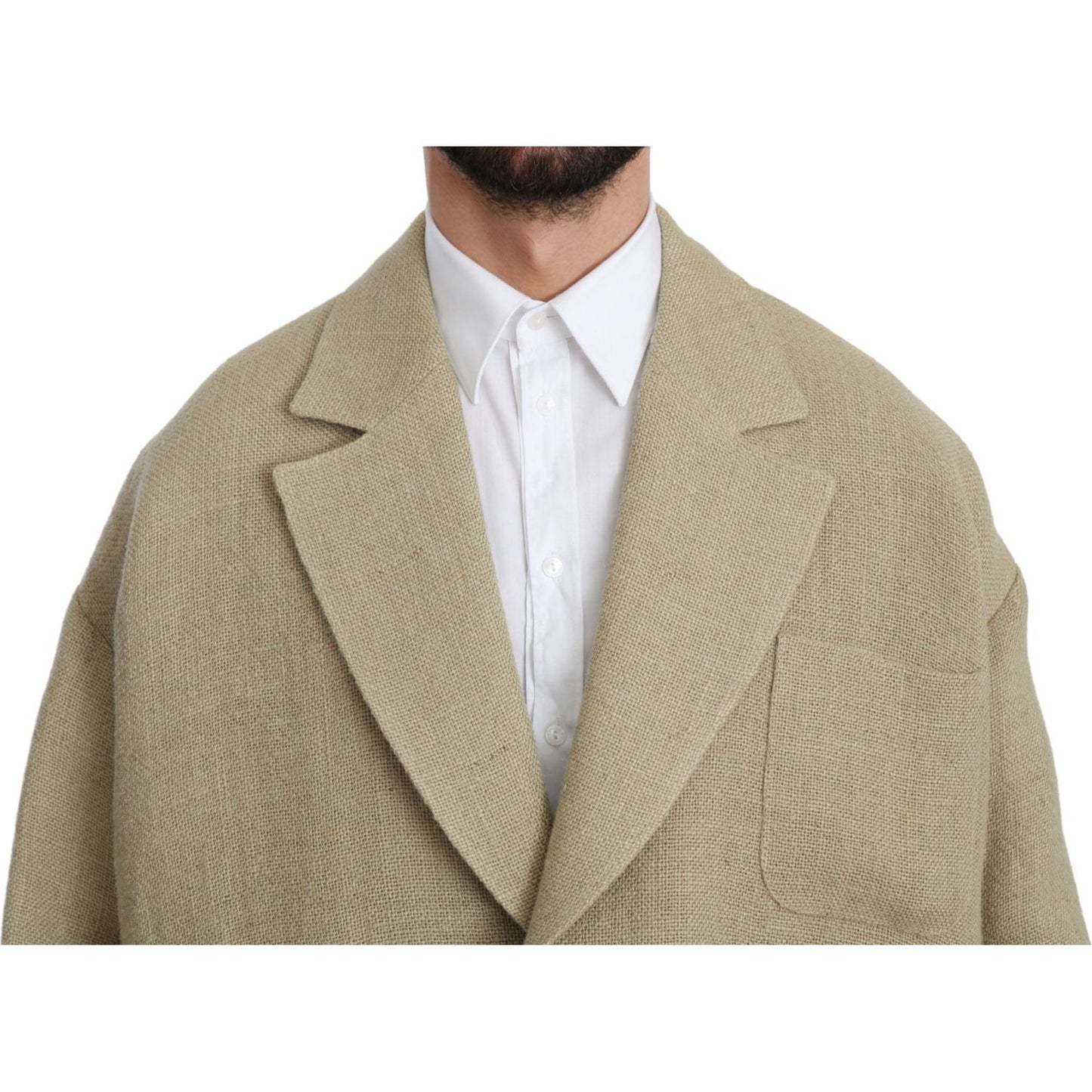 Dolce & Gabbana Chic Beige Jute Single-Breasted Blazer Dolce & Gabbana