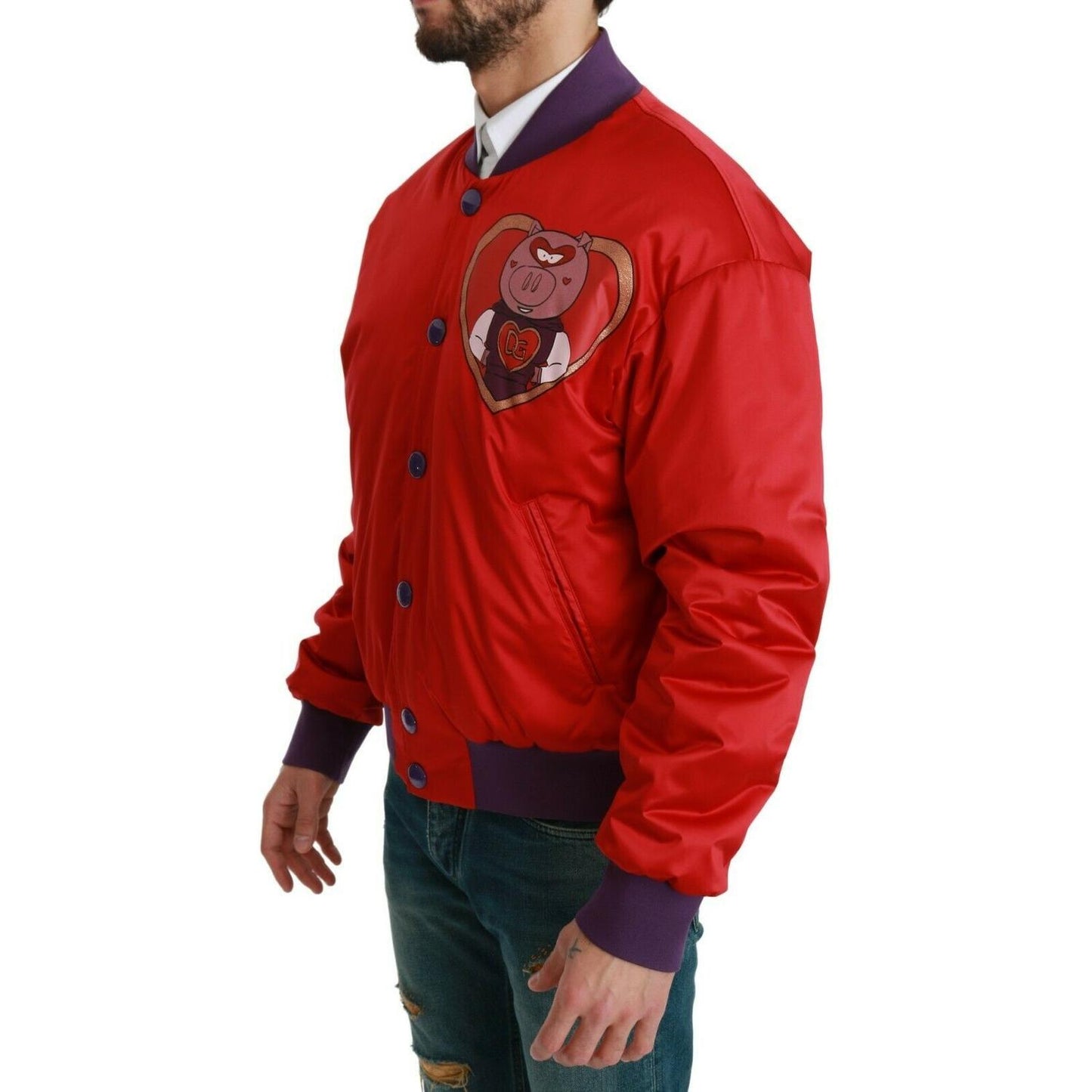 Dolce & Gabbana Red YEAR OF THE PIG Bomber Jacket Dolce & Gabbana