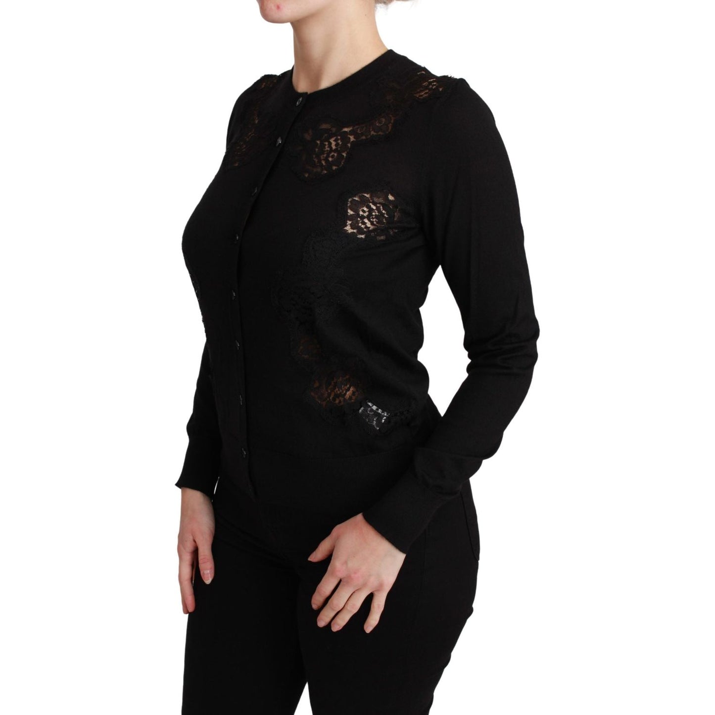 Dolce & Gabbana Elegant Cashmere Silk Blend Lace Cardigan Dolce & Gabbana