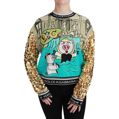Dolce & Gabbana Year of the Pig Sequined Top Sweater Dolce & Gabbana