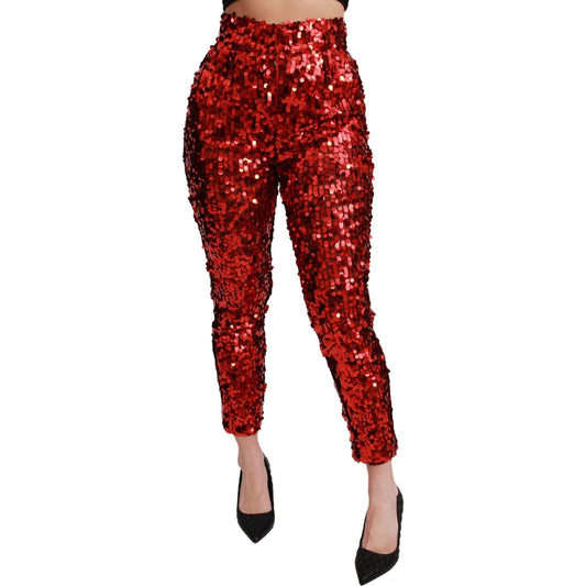 Dolce & Gabbana Elegant High-Waist Cropped Red Trousers Dolce & Gabbana