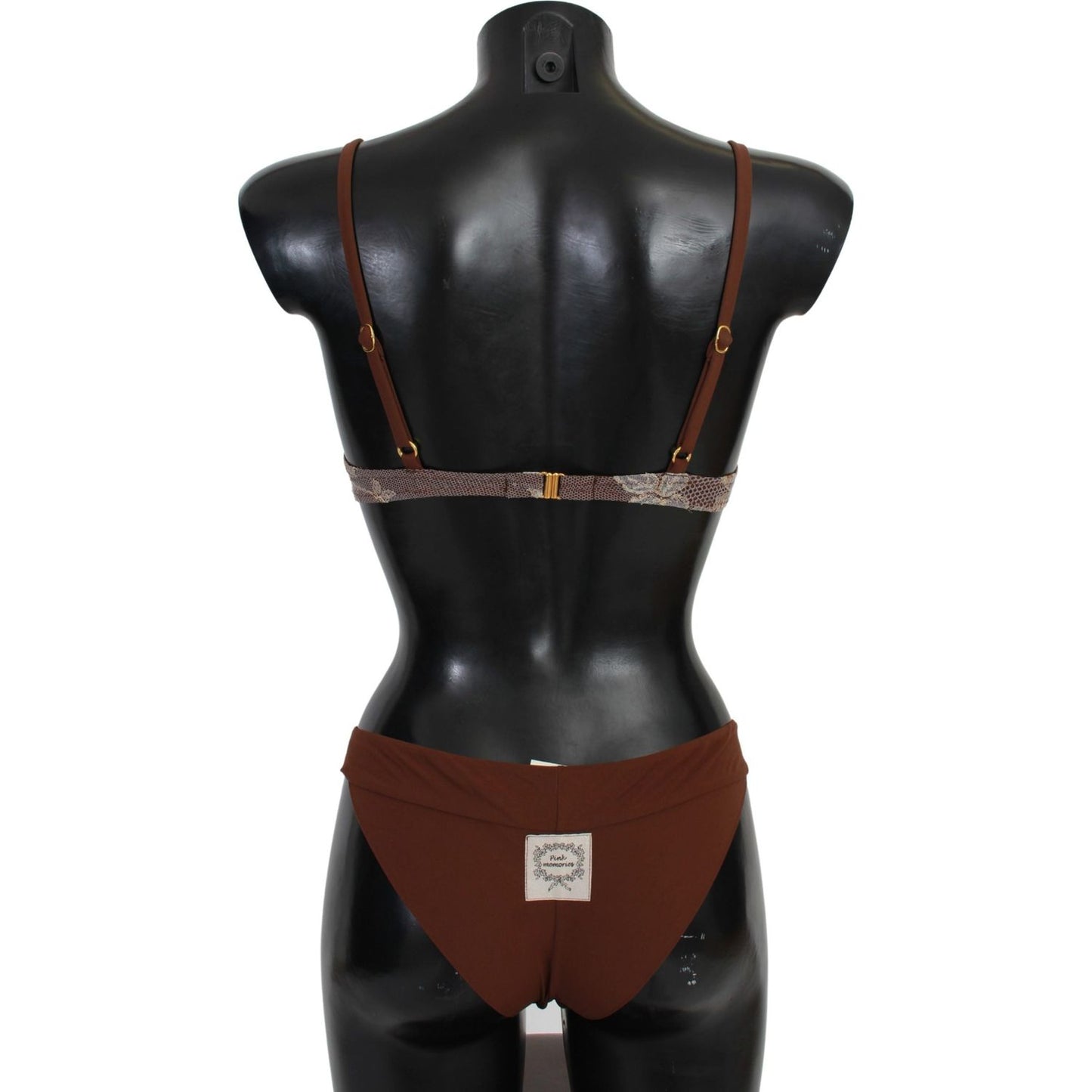 PINK MEMORIES Elegant Brown Lace Two-Piece Swimsuit PINK MEMORIES Dark Slate Gray