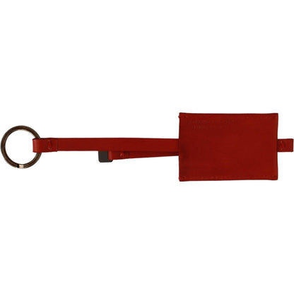 Costume National Red Leather Branded Logo Keyring Keychain Costume National