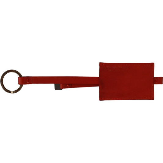 Costume National Red Leather Branded Logo Keyring Keychain Costume National