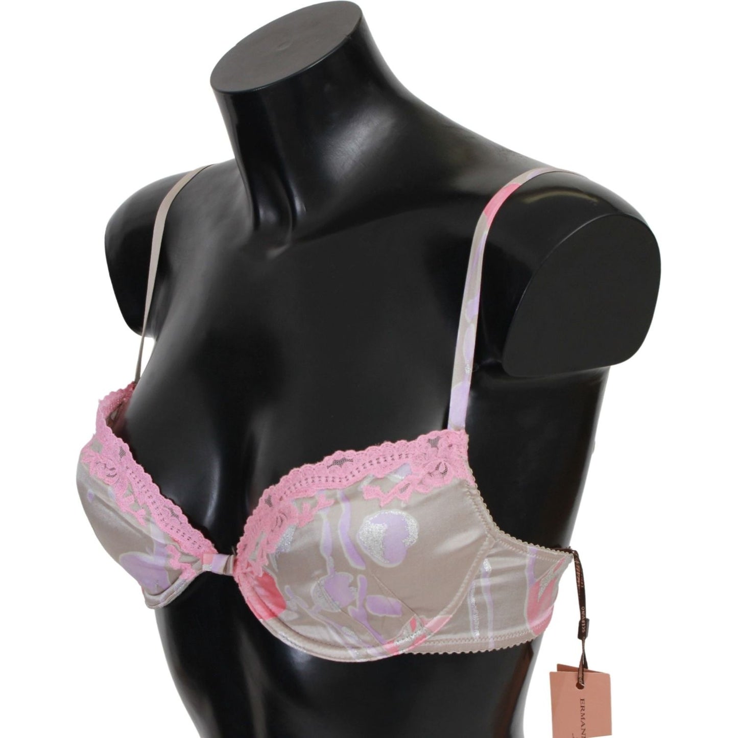 Ermanno Scervino Chic Pink Lace Silk Blend Push Up Bra Ermanno Scervino